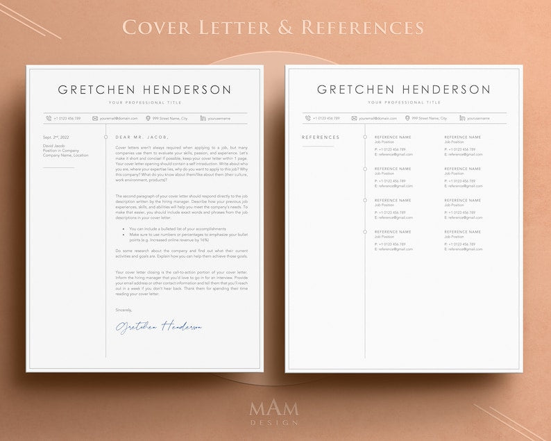 Professional Resume Template for Word, Pages, Google Docs + Business Card | Minimalist Resume | Resume CV Instant Download